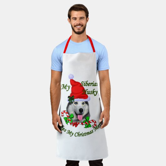 Tablier Joyeux Noël Sibérien Husky (Porté)