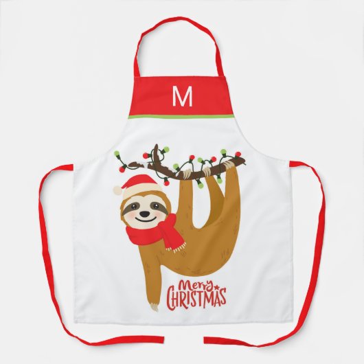Tablier Joyeux Noël Sloth Fun Modern (Recto)