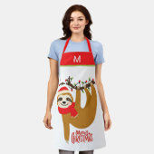 Tablier Joyeux Noël Sloth Fun Modern (Porté)