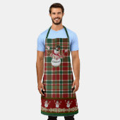 Tablier Joyeux Noël Snowman aquarelle plaid w Holly (Porté)