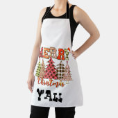 Tablier joyeux noël y'all avec des arbres de noël plaid T (Insitu)