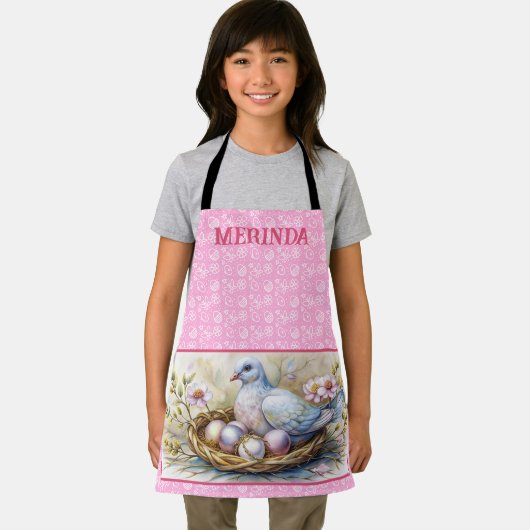 Tablier Joyeux Oeufs de la colombe de Pâques Nom Personnal (Insitu)
