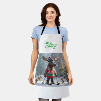 Tablier Joyeux orignal et amis Noël Personnalisé