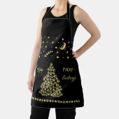 Tablier Joyeux Pawlidays, Or brillant Paw sapin de Noël (Insitu)