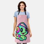 Tablier Joyeux petit caméléon souriant avec casque. (Porté)