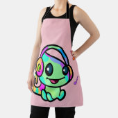 Tablier Joyeux petit caméléon souriant avec casque. (Insitu)