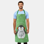 Tablier Joyeux Pingouin brillant Noël lunatique (Porté)