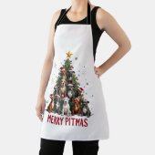 Tablier Joyeux Pitmas Pitbull Chien Pull de Noël Laid Arbr (Insitu)