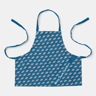 Tablier Joyeux requin Noël bleu gris Motif animal