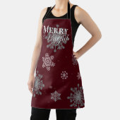 Tablier Joyeux rouge et flocon de neige brillant Noël (Insitu)