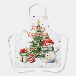 Tablier Joyeux sapin de Noël Snowman et présents