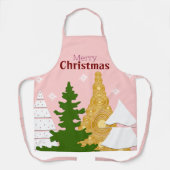 Tablier Joyeux sapin rose (Recto)