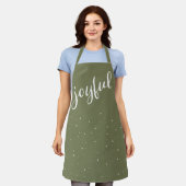 Tablier Joyeux Script Olive Green Simple Noël (Porté)
