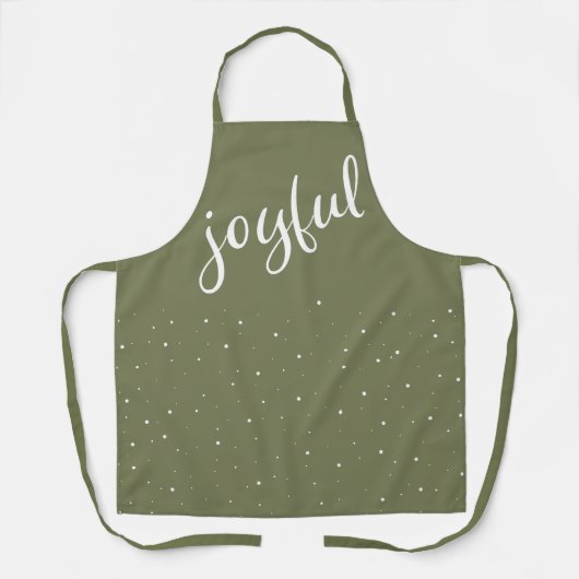Tablier Joyeux Script Olive Green Simple Noël (Recto)