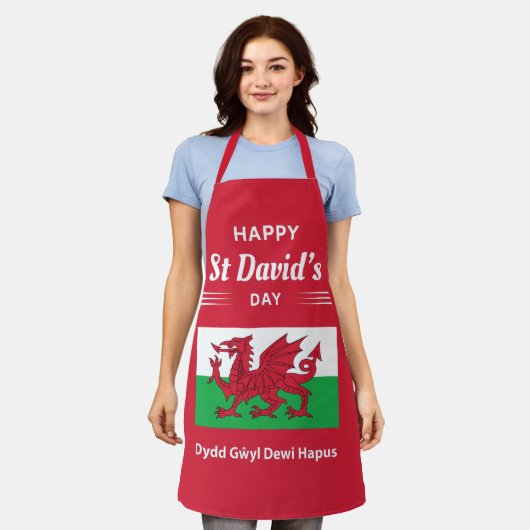 Tablier Joyeux St David's Day Dydd Gala Gallois Dewi Hapus (Porté)