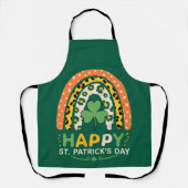 Tablier Joyeux St Patrick's Day mignonne Rainbow Leopard (Recto)