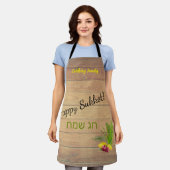 Tablier Joyeux Sukkot Etrog Lulav Rustic Wood Apron (Porté)