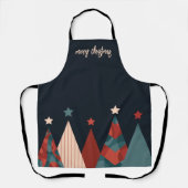 Tablier Joyeux texte de Noël xmas abstraits forêt (Recto)