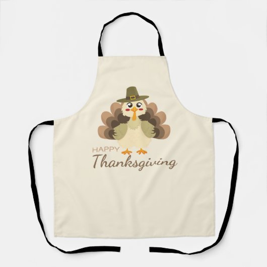 Tablier Joyeux Thanksgiving Dinde Mignonne Automne (Recto)