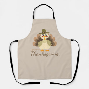 Tablier Joyeux Thanksgiving Dinde Mignonne Automne Brun