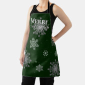 Tablier Joyeux vert et flèches de neige brillantes Noël (Insitu)