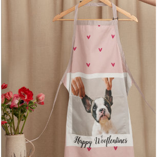 Tablier Joyeux Wooflentines Avec Photo Chien   Rouge et ro