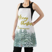 Tablier Joyeux xmas forêt moderne Gold script Holiday (Insitu)