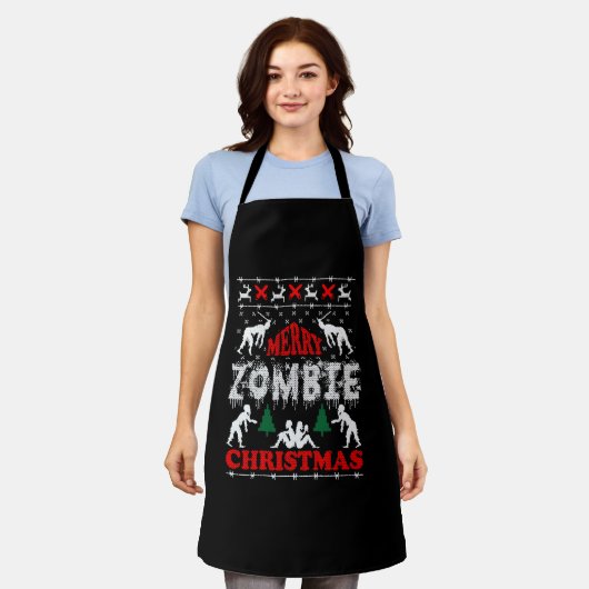 Tablier Joyeux Zombie Noël laide Sweat (Porté)