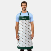 Tablier Joyful cozy cabin Christmas pattern monogram name (Porté)