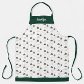 Tablier Joyful cozy cabin Christmas pattern monogram name (Recto)