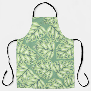 Tablier jungle botanique sans couture motif en vert pastel