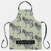 Tablier Jungle Zebra Wild Motif & Nom personnalisé (Recto)