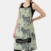 Tablier Jungle Zebra Wild Motif & Nom personnalisé (Insitu)