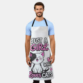 Tablier Just a Girl Who Loves Cats Cute Withe (Porté)