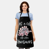 Tablier Juste A Girl Who Loves Dinosaurs Cute Floral (Porté)