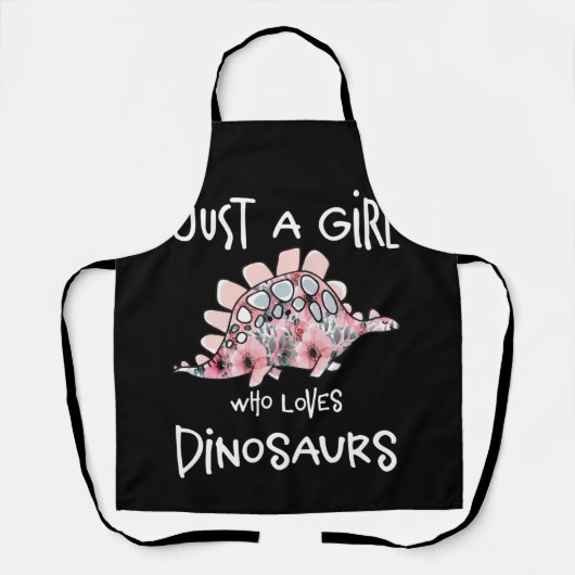 Tablier Juste A Girl Who Loves Dinosaurs Cute Floral (Recto)