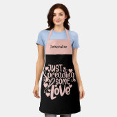 Tablier Juste Diffuser Un Citation D'Amour Cuisine Rose No (Porté)