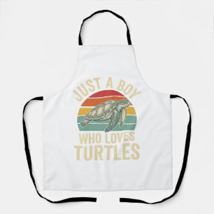 Tablier Juste un garçon qui aime les tortues Vintage Turtl
