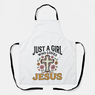 Tablier Juste une fille qui aime Jésus Floral Cross Shirt_