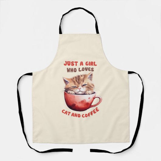 Tablier Juste une fille qui aime les chats et le café (2) (Recto)
