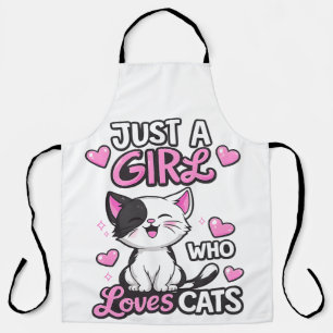 Tablier Juste une fille qui aime les chats mignon blanc