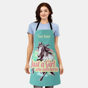 Tablier Juste Une Fille Qui Aime Les Chevaux Aquarelle Vin