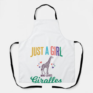 Tablier Juste une fille qui aime les girafes vintage vecte