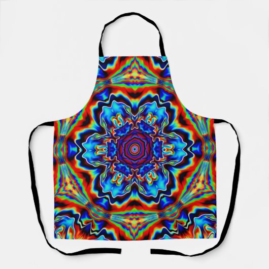 Tablier Kaleidoscope psychédélique bleu rouge et vert (Recto)