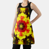Tablier Kaleidoscope psychédélique Fleur Jaune et Rouge (Insitu)