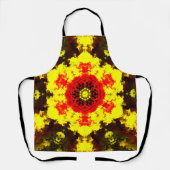 Tablier Kaleidoscope psychédélique Fleur Jaune et Rouge (Recto)