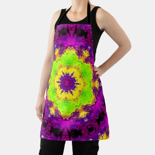 Tablier Kaleidoscope psychédélique vert jaune et violet (Insitu)