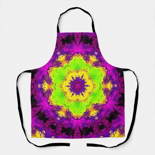 Tablier Kaleidoscope psychédélique vert jaune et violet (Recto)