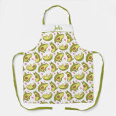 Tablier Kawaii Avocado Blanc Design Rose Stars Whimsical (Recto)
