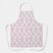 Tablier Kawaii Chat Blanc visage Motif sur rose (Recto)